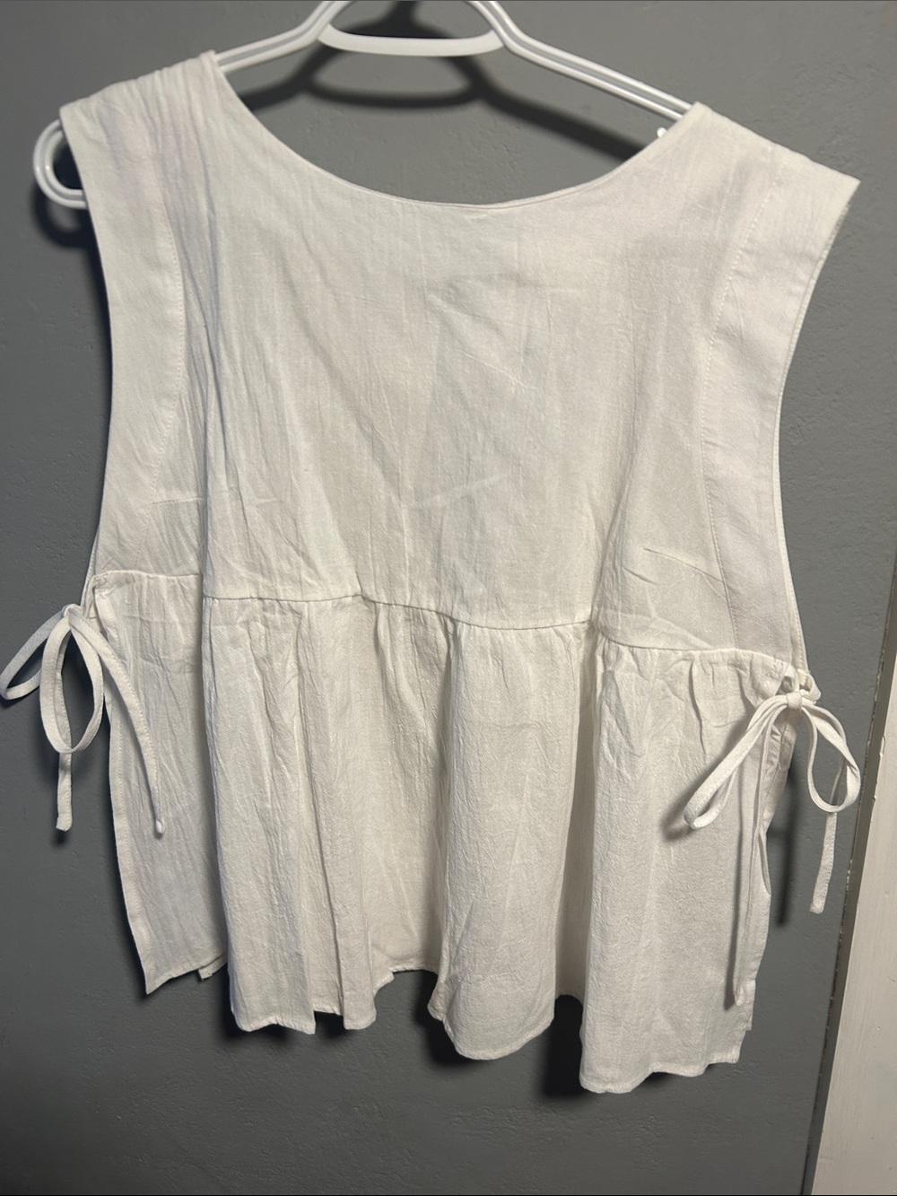 Women's White Tie-Side Peplum Tank Top